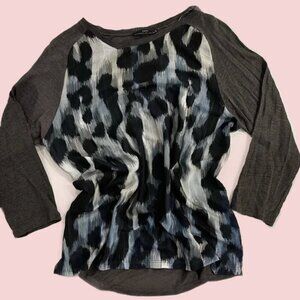 Women's Top "Zara" Black and Gray Long Sleeve Size Large